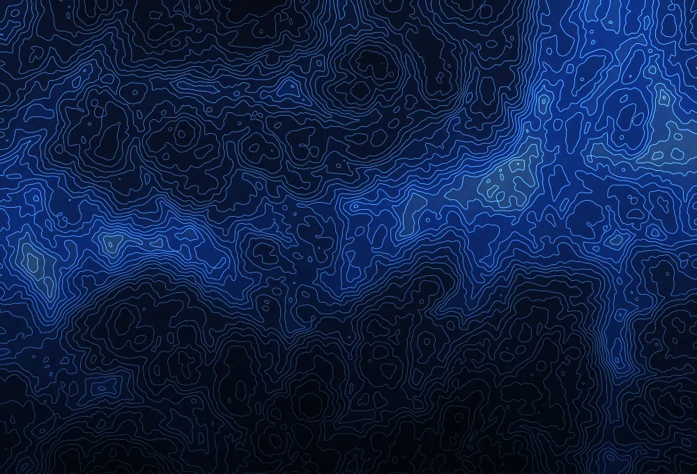 Contour map with a plotted route